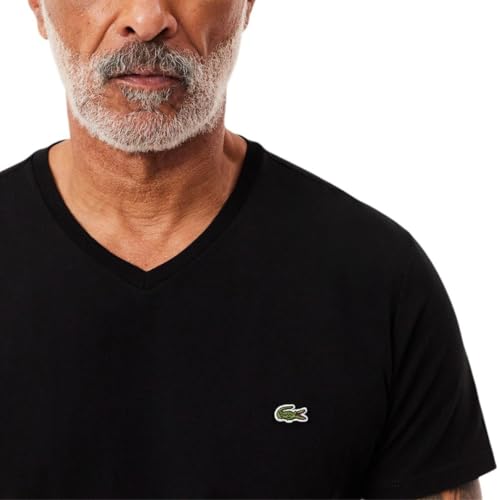 Lacoste Men's Short Sleeve V-Neck Pima Cotton Jersey T-Shirt + Comfortable Fit + Casual Wear + Versatile Style + Soft To